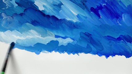 The abstract drawing on the sea. Time lapse.