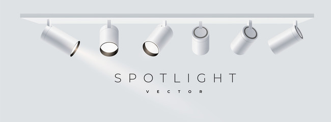 Wall Mural - modern spotlights realistic transparent background for show contest or interview. minimalistic lamp 