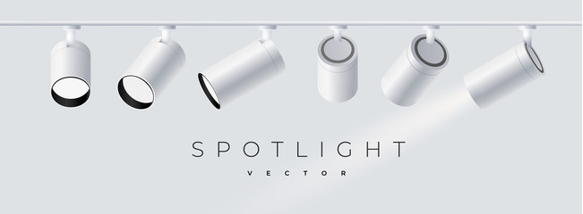 Wall Mural - modern spotlights realistic transparent background for show contest or interview. minimalistic lamp 