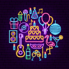 Canvas Print - Birthday Party Neon Concept