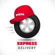 Express delivery icon wheel and red cap