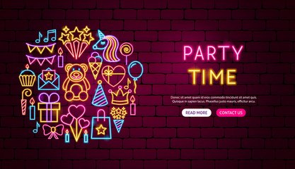 Wall Mural - Party Time Neon Banner Design