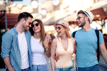 Wall Mural - Group of friends enjoying together