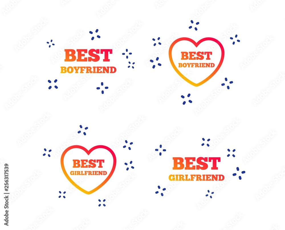 Best boyfriend and girlfriend icons. Heart love signs. Award symbol ...