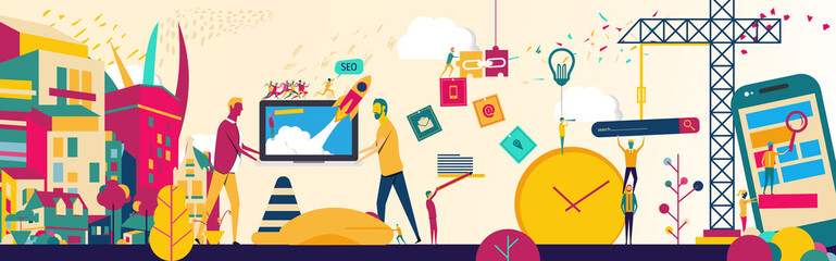 Wall Mural - website construction - vector design of website building process. website under construction.