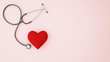 Stethoscope and red hearts for artwork. 3D Illustration for icon health care of heart.
