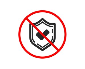 No or Stop. Check mark icon. Accepted or Approve sign. Tick shield symbol. Prohibited ban stop symbol. No confirmed icon. Vector