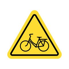 Wall Mural - Bicycle yellow road vector sign