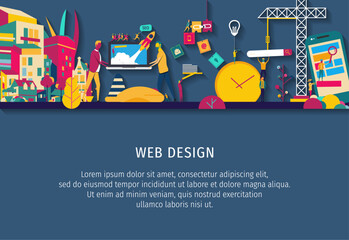 Wall Mural - Website construction - Vector design of website building process. website under construction.
