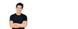 © Atstock Productions - Handsome Asian man in casual black t-shirt with arm crossed