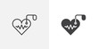Artificial cardiac pacemaker icon. line and glyph version, outline and filled vector sign. Heart and heartbeat linear and full pictogram. Cardiology symbol logo illustration. Different style icons set