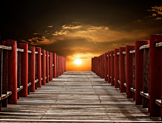 Sticker - Wooden bridge and sun