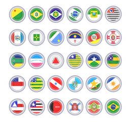 Set of vector icons. Flags of the Brazilian states. 3D illustration.   