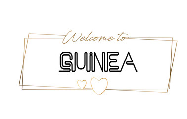 Guinea  Welcome to text Neon lettering typography. Word for logotype, badge, icon, postcard, logo, banner Vector Illustration.