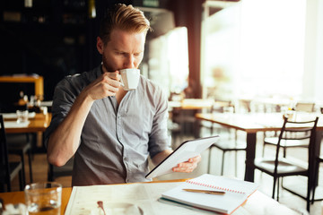 Sticker - Handsome smart businessman constantly busy and working