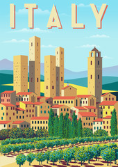 Poster - Rural landscape in summer day in Italy