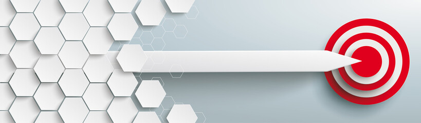 Wall Mural - Hexagons Structure Arrow Red Target Header