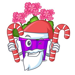 Poster - Santa with candy geranium flowers in the cartoon shape