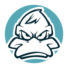 Angry Duck Head Black And White Illustration Mascot Esports Logo