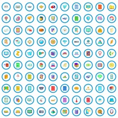 Poster - 100 information icons set in cartoon style for any design vector illustration