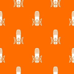 Poster - Studio microphone pattern vector orange for any web design best