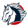 angry horse head black and white mascot esports logo illustration