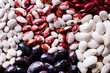 legume abstract - top view of a variety of colorful bean, lentil and pea