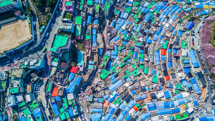 Wall Mural - Gamcheon Culture Village, Busan, South Korea, Aerial top view Gamcheon Culture Village.