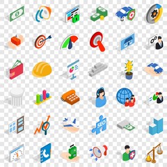 Poster - Working idea icons set. Isometric style of 36 working idea vector icons for web for any design