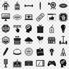 Poster - Creative market icons set. Simple style of 36 creative market vector icons for web for any design