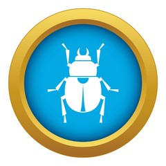 Canvas Print - Scarab icon blue vector isolated on white background for any design