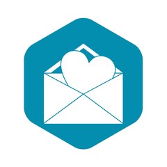 Poster - Open envelope with heart icon in simple style isolated vector illustration