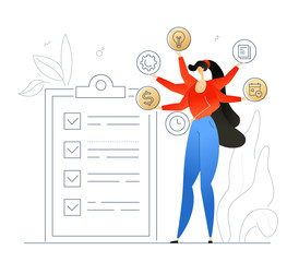 Wall Mural - Task management - flat design style colorful illustration