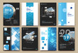 © Craftsman_s - Abstract patch brochure cover design. Black info data banner frame. Techno title sheet model set. Modern vector front page art. Urban city blurb texture. Blue citation figure icon. Ad flyer text