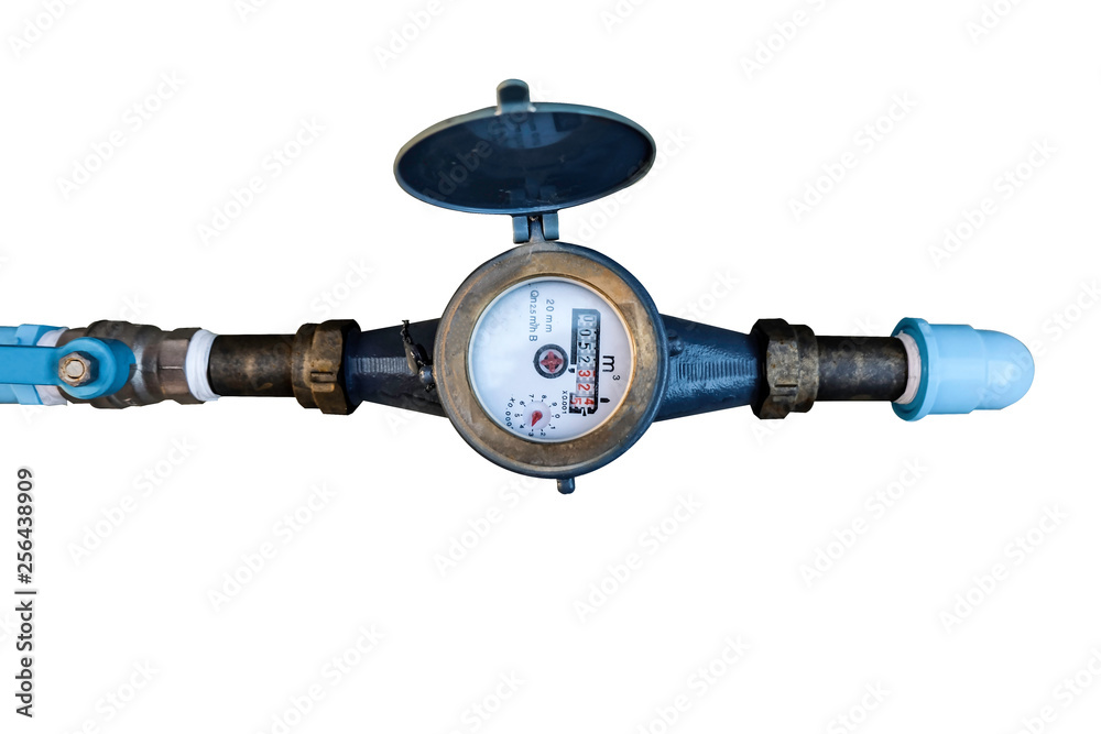 Water Couter Water meter on white background, Water meter for supply consumption ...