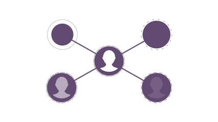 Poster - Connection structure, animation abstract background. Social media, network of people icons animation on white background