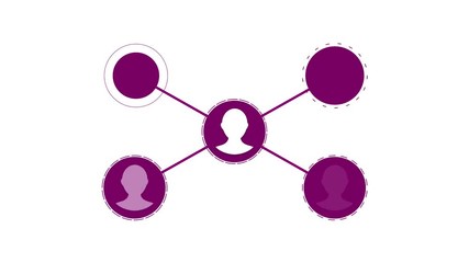 Poster - Connection structure, animation abstract background. Social media, network of people icons animation on white background