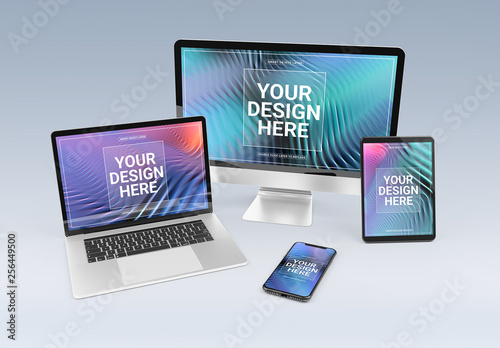 Download 4 Devices on White Mockup. Buy this stock template and ...