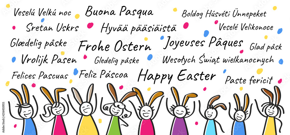 Ich Wünsche Dir Frohe Ostern Englisch Stock-Vektorgrafik „Frohe Ostern in verschiedenen Sprachen