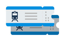 Train Tickets Vector Flat Isolated On White