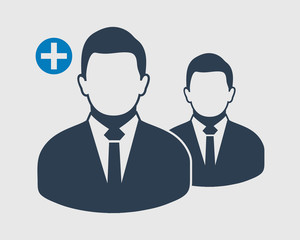 Fototapete - Increase or Add users Icon. Male symbol on gray background. Flat style vector EPS.
