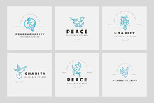 Vector Icon And Logo Peace And Charity. Editable Outline Stroke Size. Line Flat Contour, Thin And Linear Design. Simple Icons. Concept Illustration. Sign, Symbol, Element.