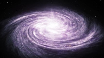 Wall Mural - seamless loop of spiral milky way galaxy rotation in space filled with stars and nebulae. bright gal