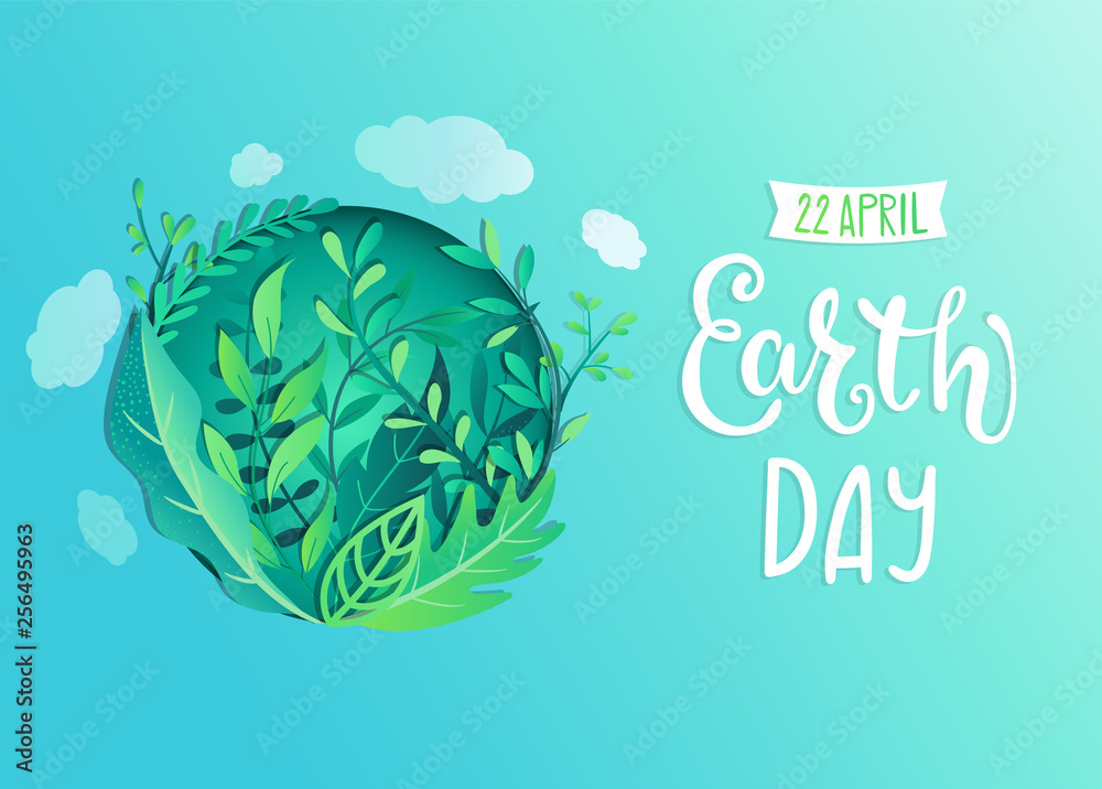 Banner for Earth Day for environment safety celebration. Green planet ...