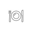 Plate, Fork and Knife Related Vector Line Icon.