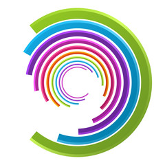 Wall Mural - Abstract 3d circle lines in perspective modern vector background.