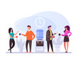 © PrettyVectors - Business people characters having coffee break time lunch. Office life concept. Vector flat design graphic cartoon isolated illustration