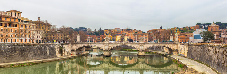 Sticker - Vittorio Emanuele famous bridge in Rome, Italy