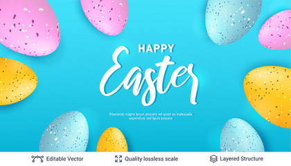 Wall Mural - Easter holiday greeting card or banner template.