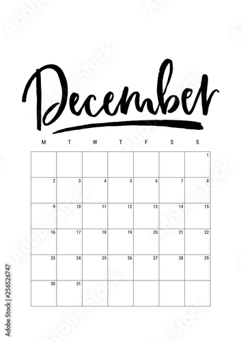 December Calendar Planner 2019 Week Starts On Monday Part Of